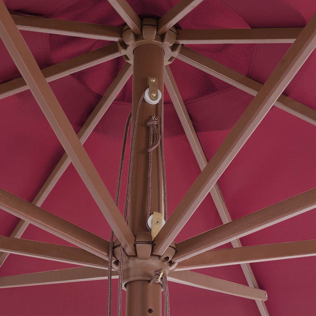 Outdoor Parasol with Wooden Pole 350 cm Burgundy