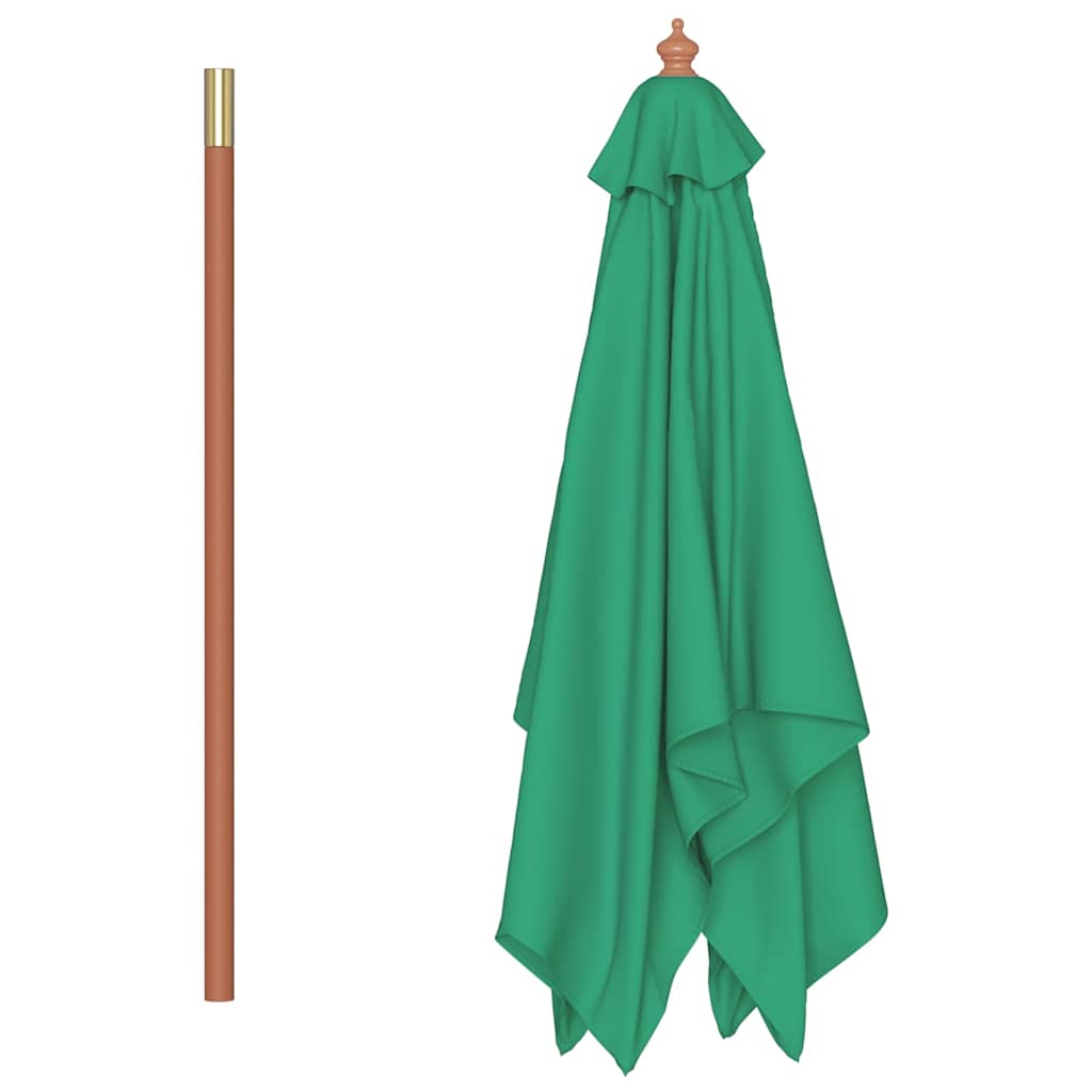 vidaXL Garden Parasol with Wooden Pole 150x200 cm Green 4