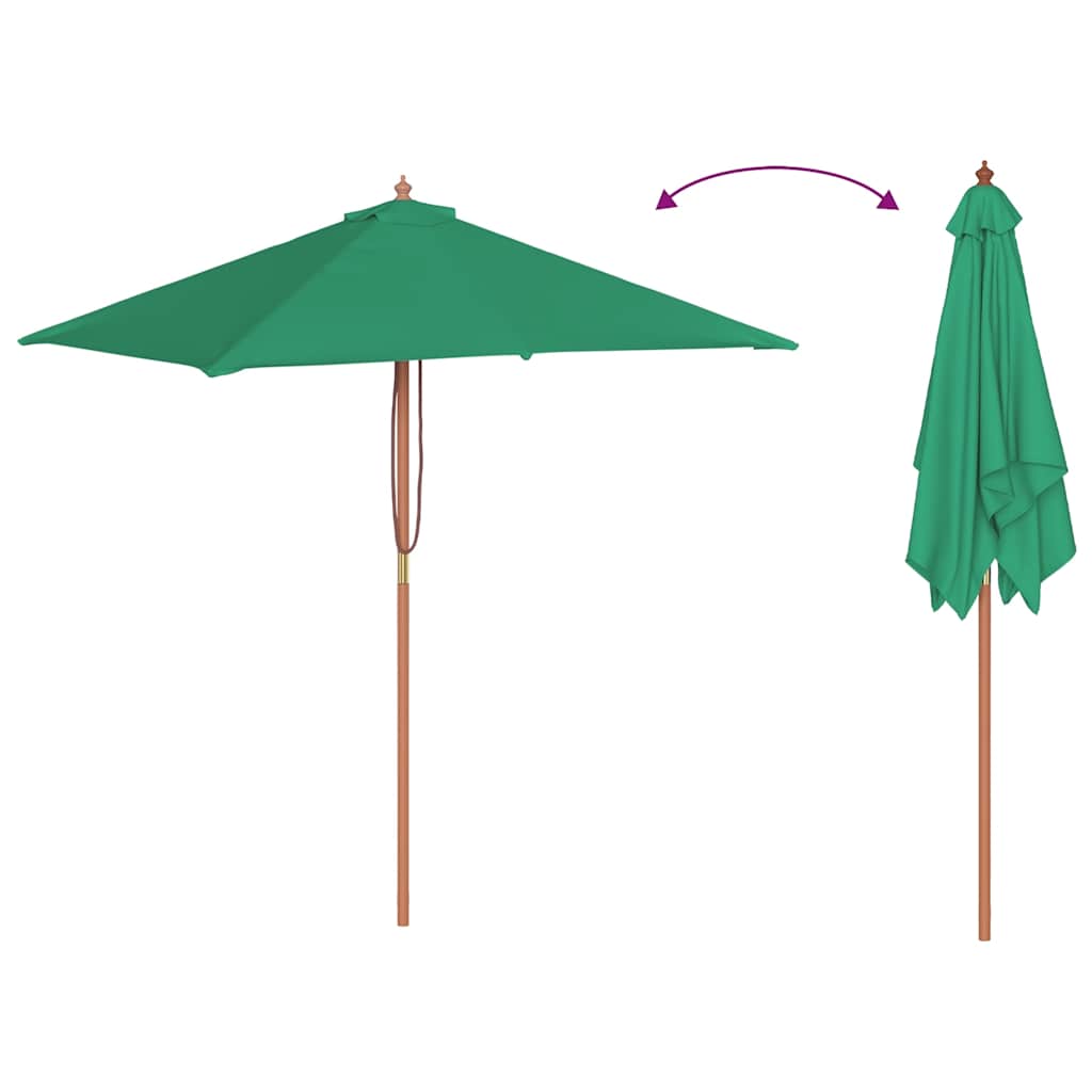 vidaXL Garden Parasol with Wooden Pole 150x200 cm Green 5