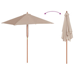 vidaXL Garden Parasol with Wooden Pole 150x200 cm Taupe 6