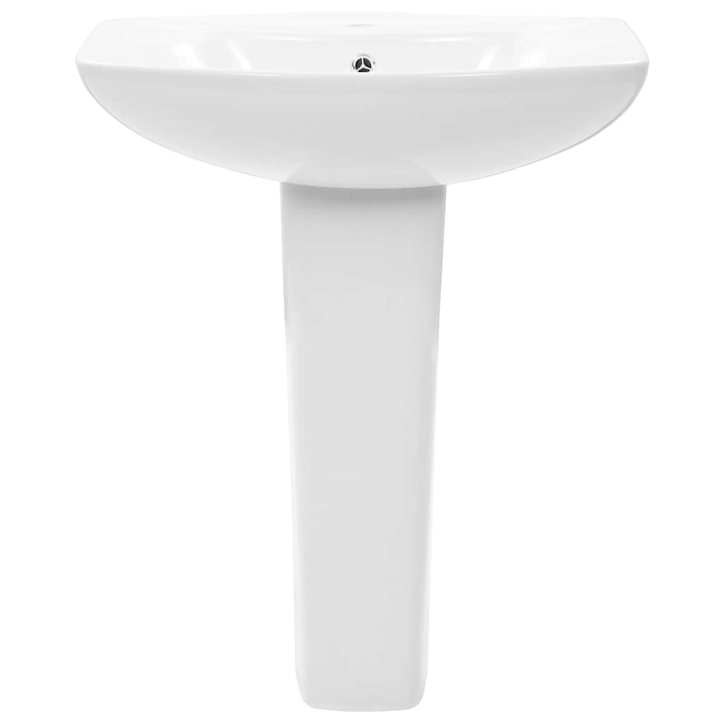 143001 vidaXL Freestanding Basin with Pedestal Ceramic White 650x520x200 mm 3