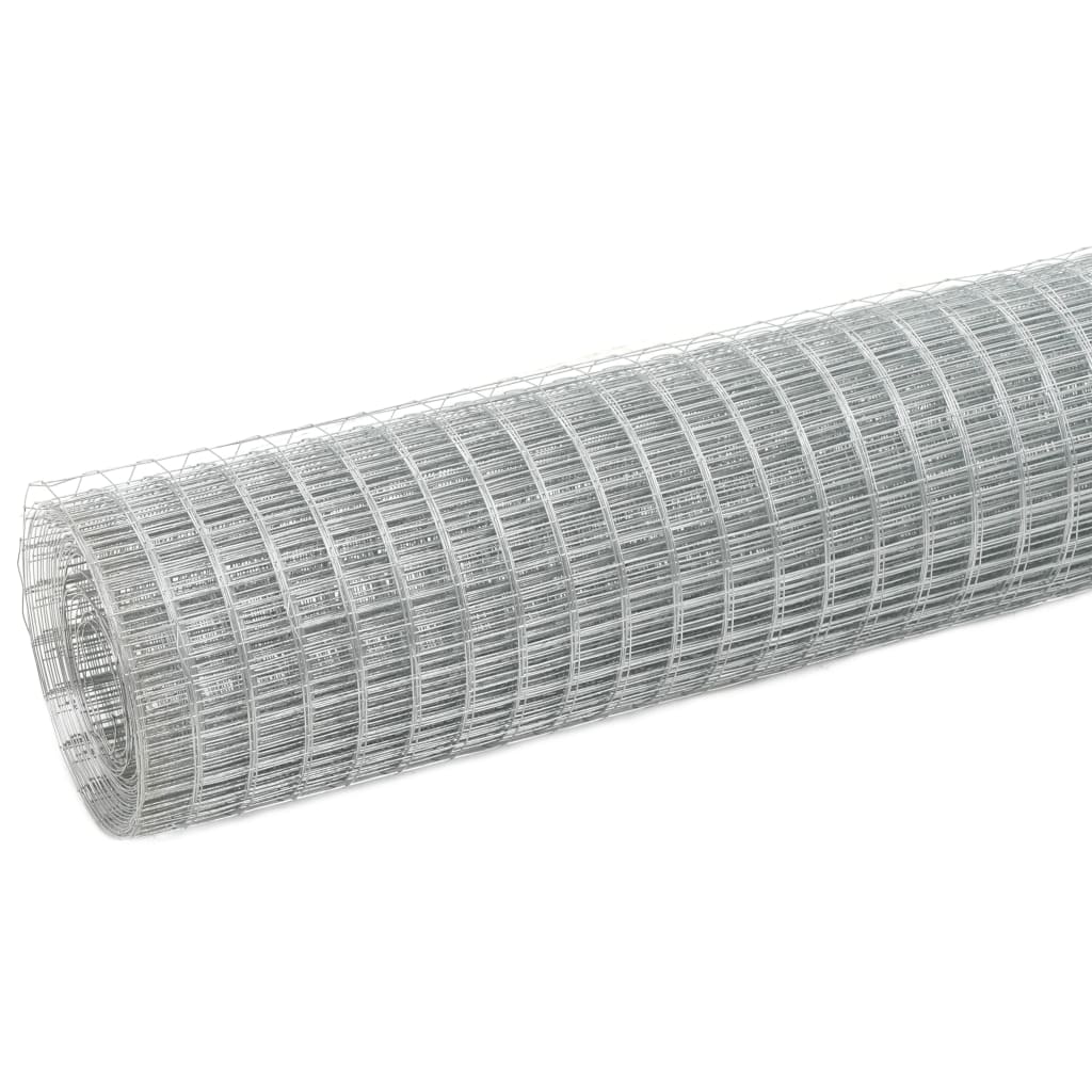 vidaXL Chicken Wire Fence Galvanised Steel 10x1.5 m Silver 2