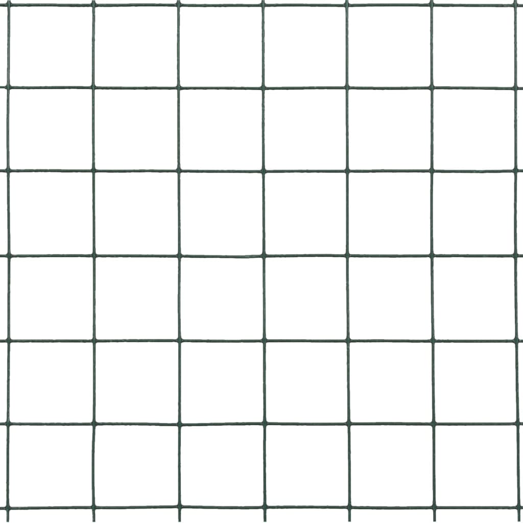 vidaXL Chicken Wire Fence Steel with PVC Coating 10x1.5 m Green 4