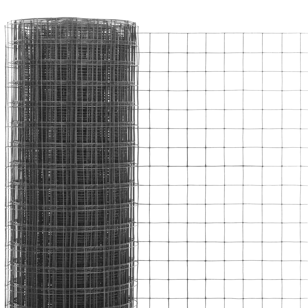 vidaXL Chicken Wire Fence Steel with PVC Coating 10x1.5 m Grey 3