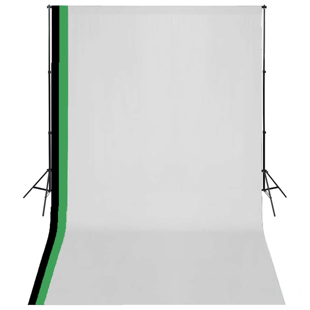 Photo Studio Kit with 3 Cotton Backdrops Adjustable Frame 3 x 5 m