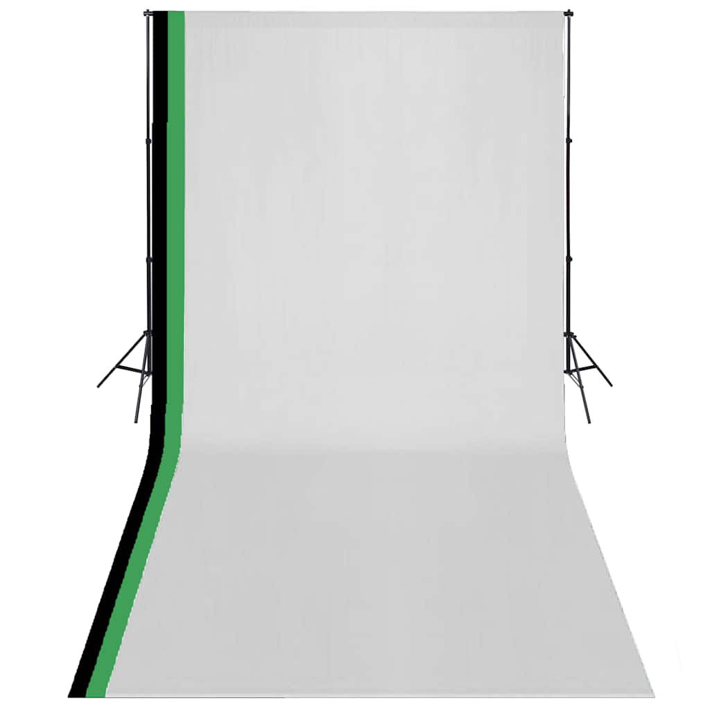 Photo Studio Kit with 3 Cotton Backdrops Adjustable Frame 3 x 6 m