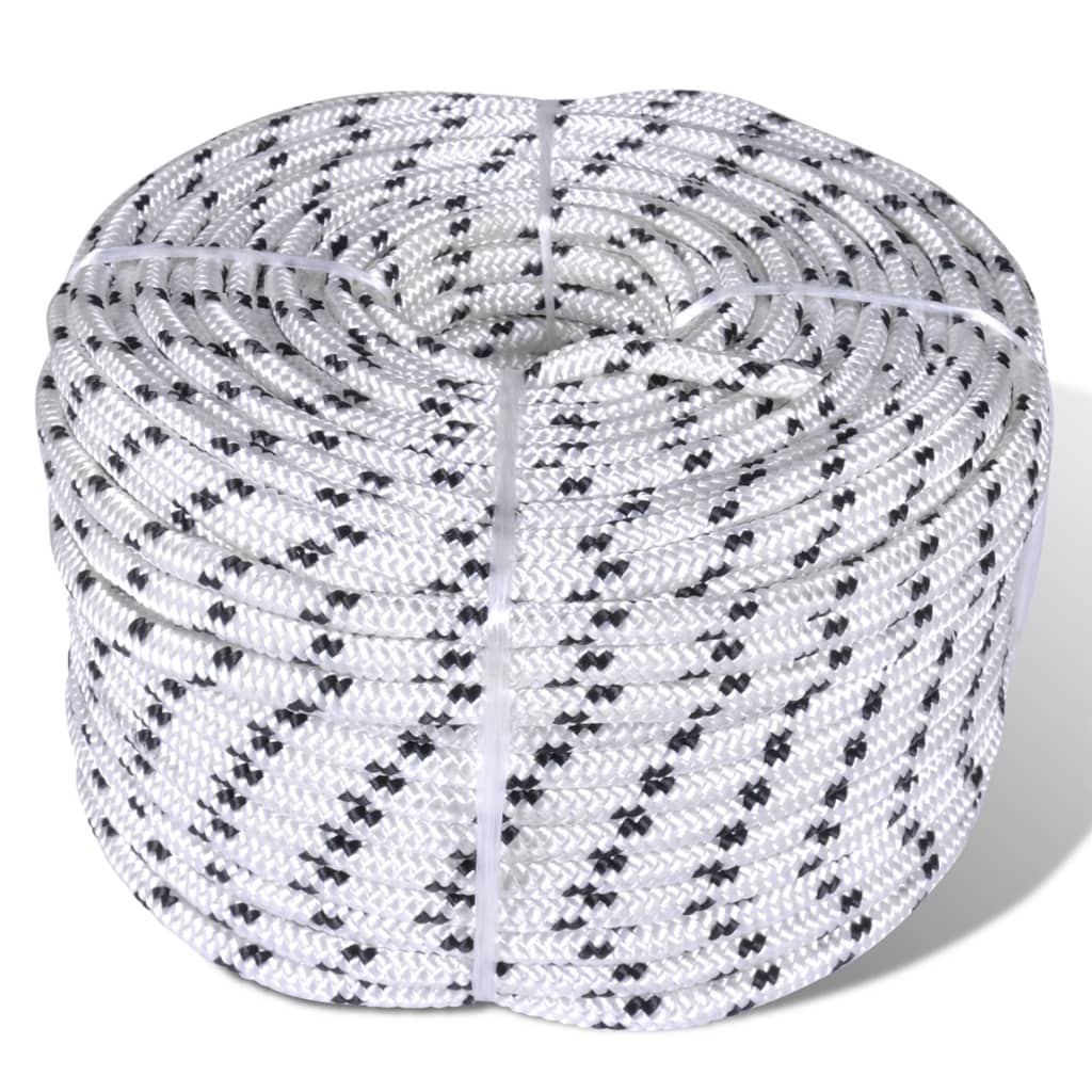vidaXL Braided Boat Rope Polyester 6 mm 250 m White 1