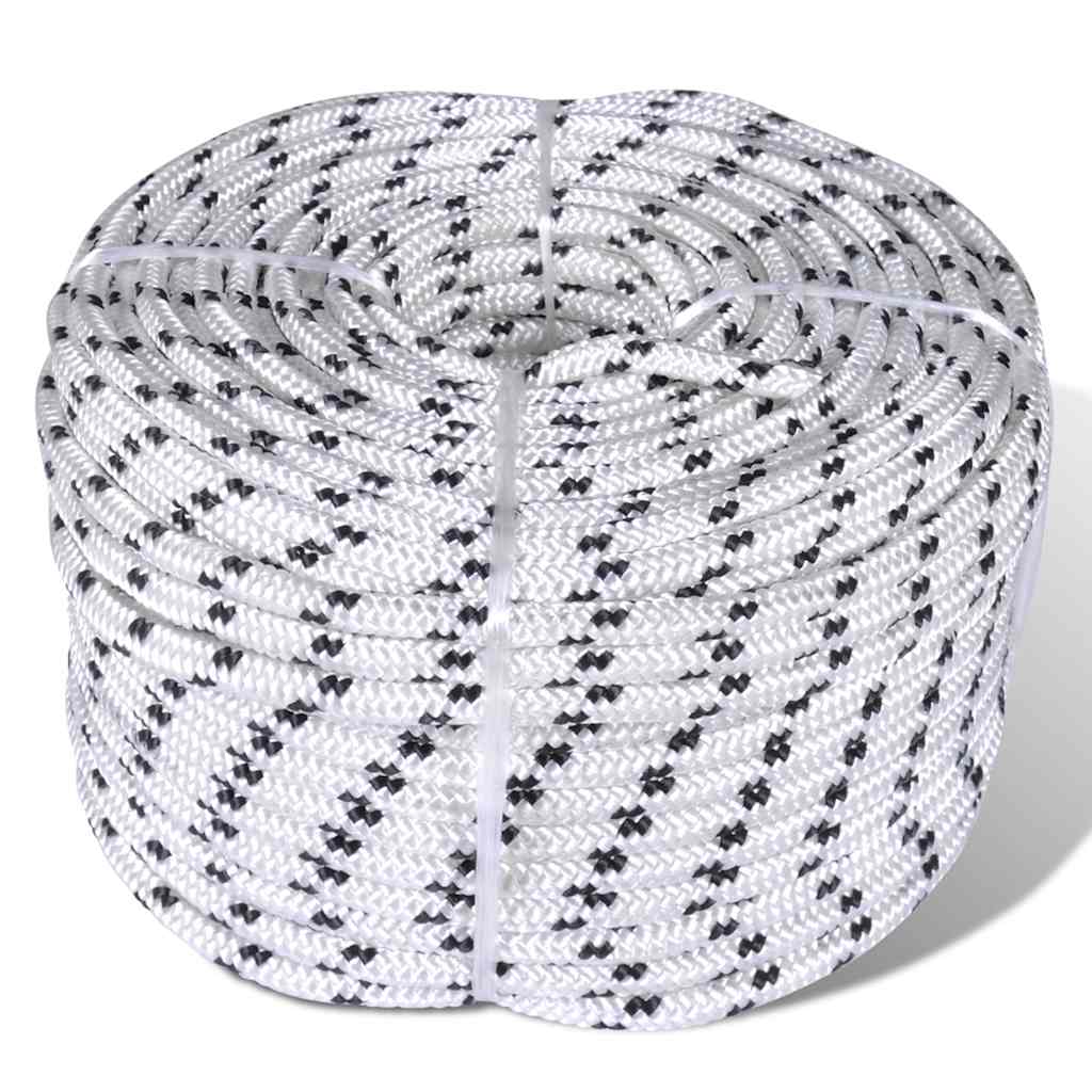 vidaXL Braided Boat Rope Polyester 10 mm 250 m White 1