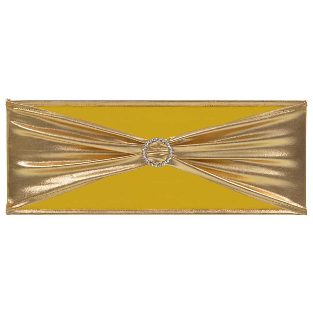 vidaXL Chair Ribbon | Set of 25 | Gold | 90% polyester and 10% elastane | 14 x 2