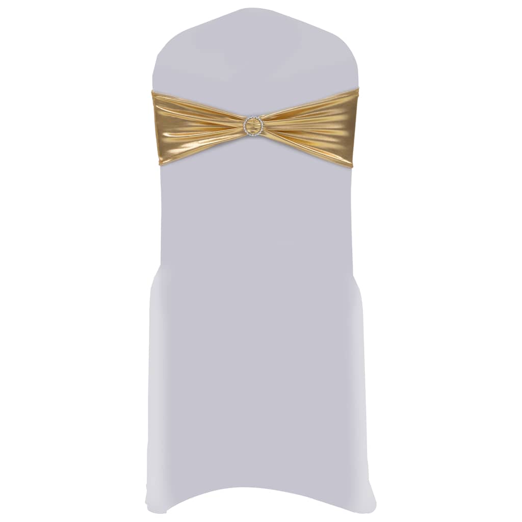 vidaXL Chair Ribbon | Set of 25 | Gold | 90% polyester and 10% elastane | 14 x 3