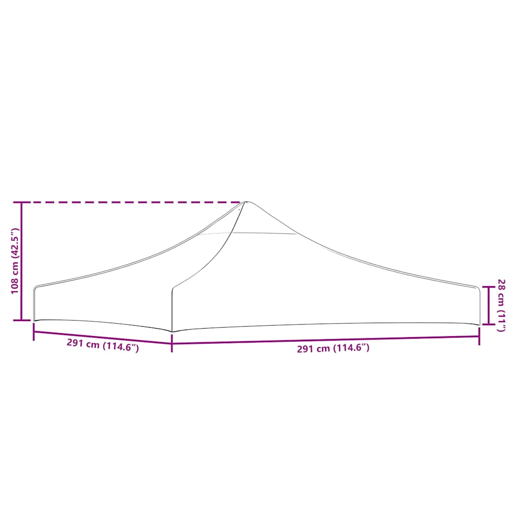 vidaXL Party Tent Roof 3x3 m Cream 4