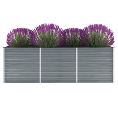 vidaXL Garden Raised Bed Galvanised Steel Grey