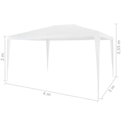 vidaXL Party Tent | White | Polyethylene roof and steel frame | 3x4 metres 6