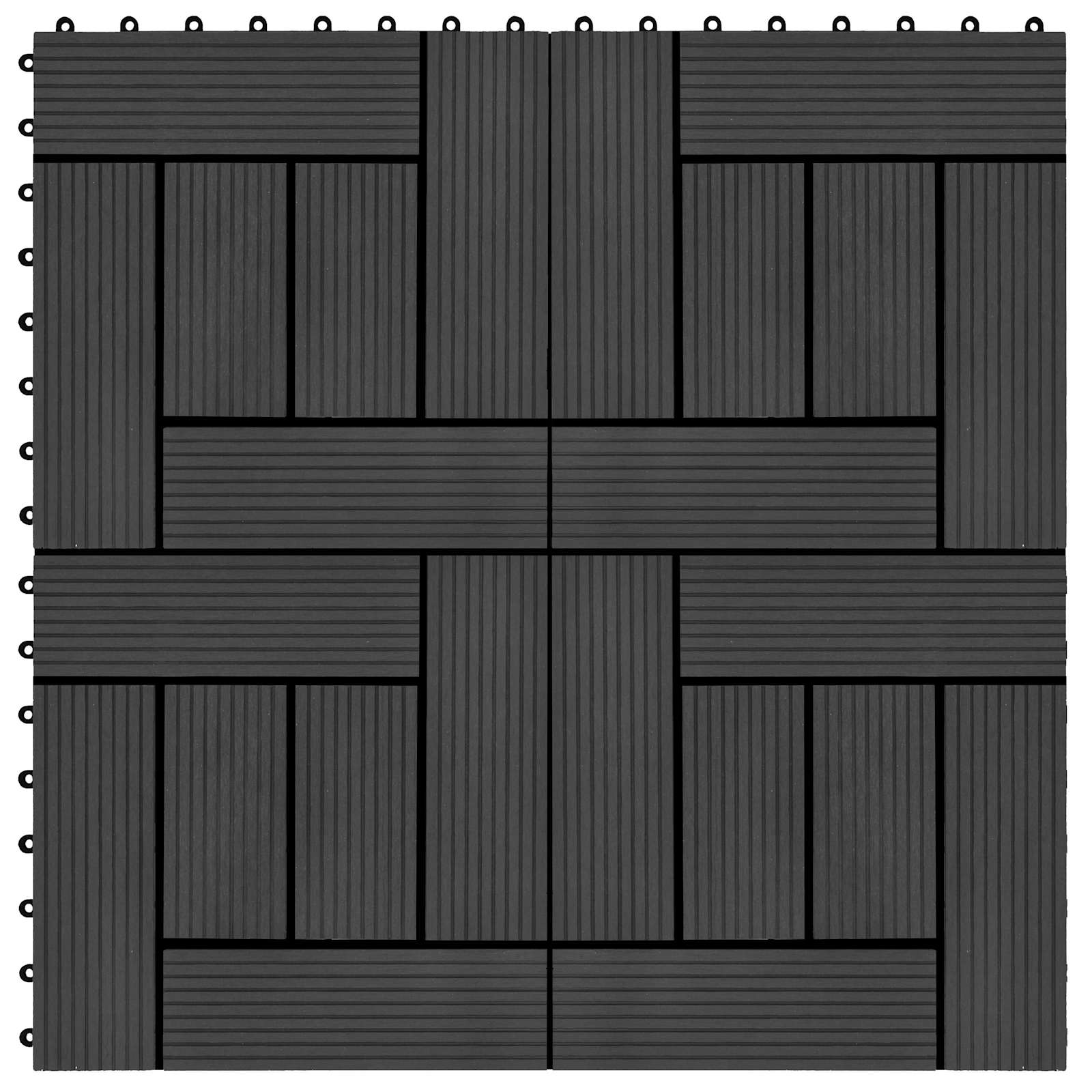 vidaXL Decking Tile 11 pcs Black 30 x 30 cm WPC 5