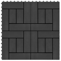 vidaXL Decking Tile 11 pcs Black 30 x 30 cm WPC 5