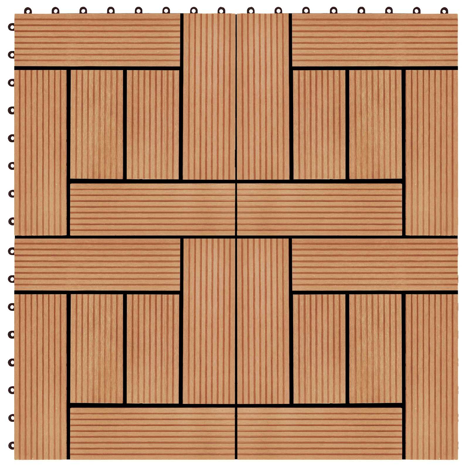 vidaXL Decking Tile 11 pcs Teak 30 x 30 cm WPC 5