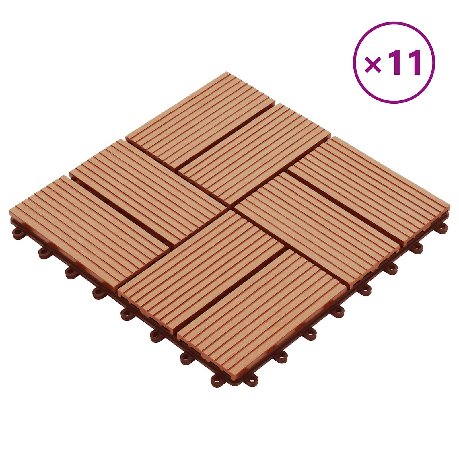 vidaXL Decking Tile 11 pcs Teak 30 x 30 cm WPC 2