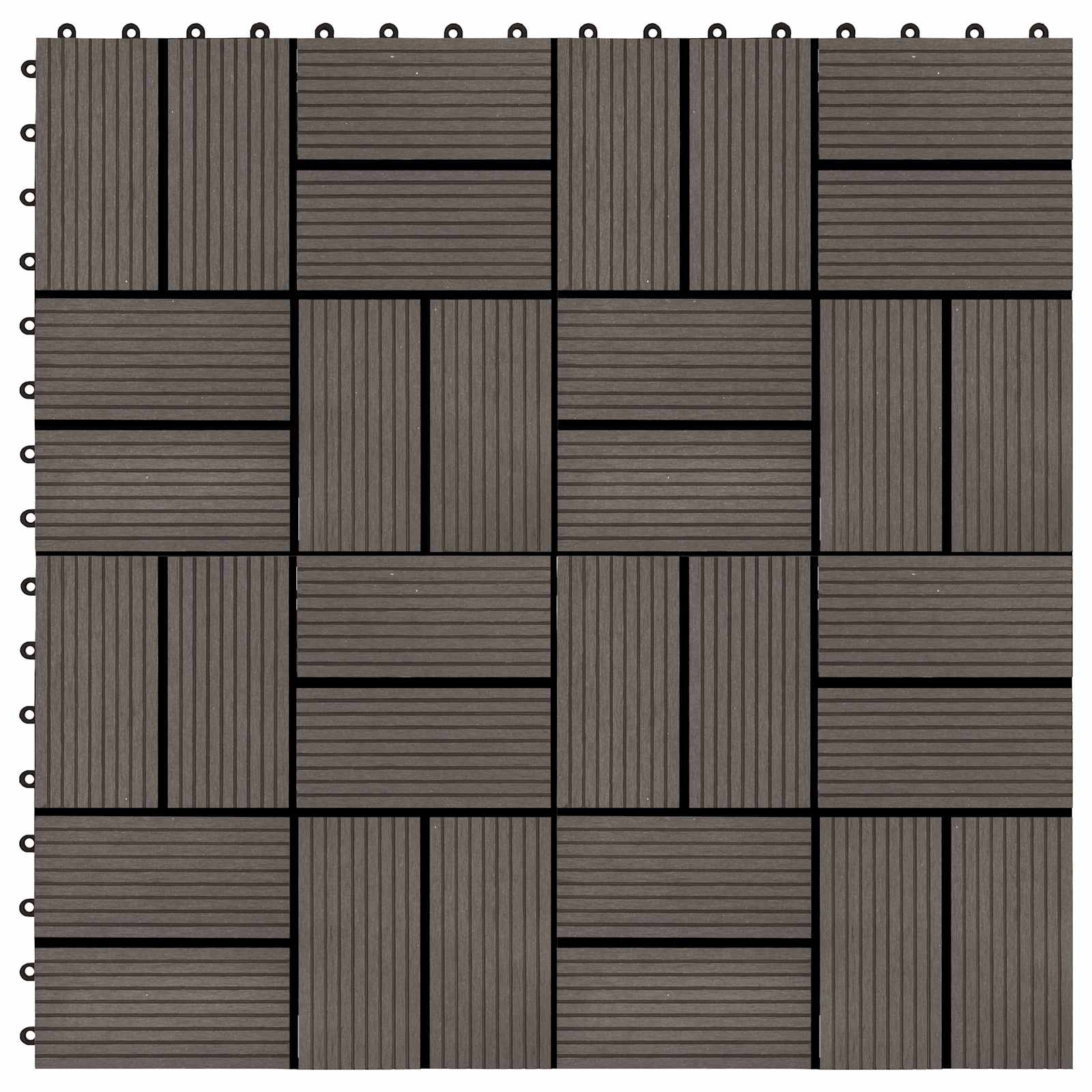 vidaXL Decking Tile 11 pcs Dark Brown 30 x 30 cm WPC 5