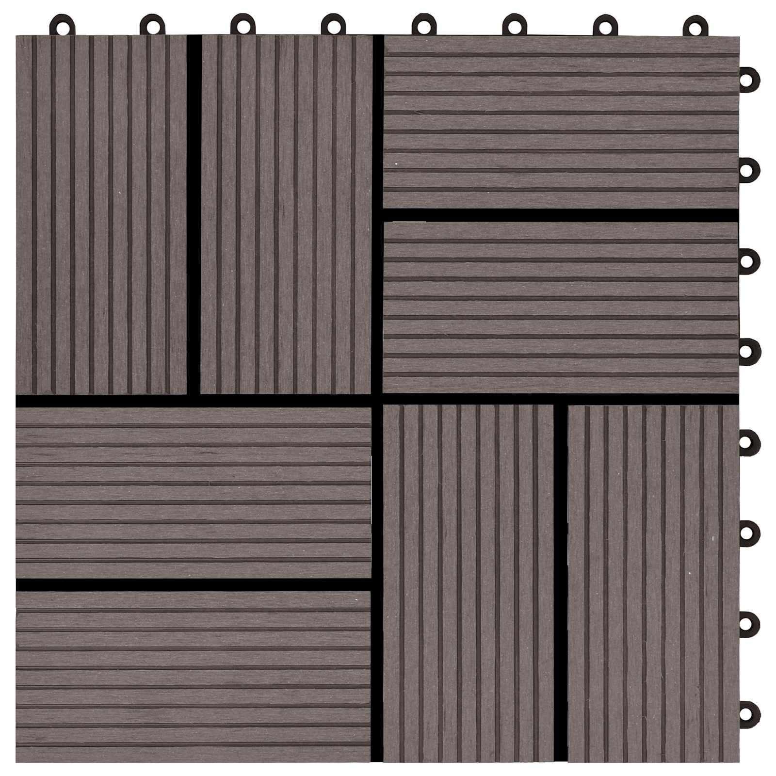 vidaXL Decking Tile 11 pcs Dark Brown 30 x 30 cm WPC 6