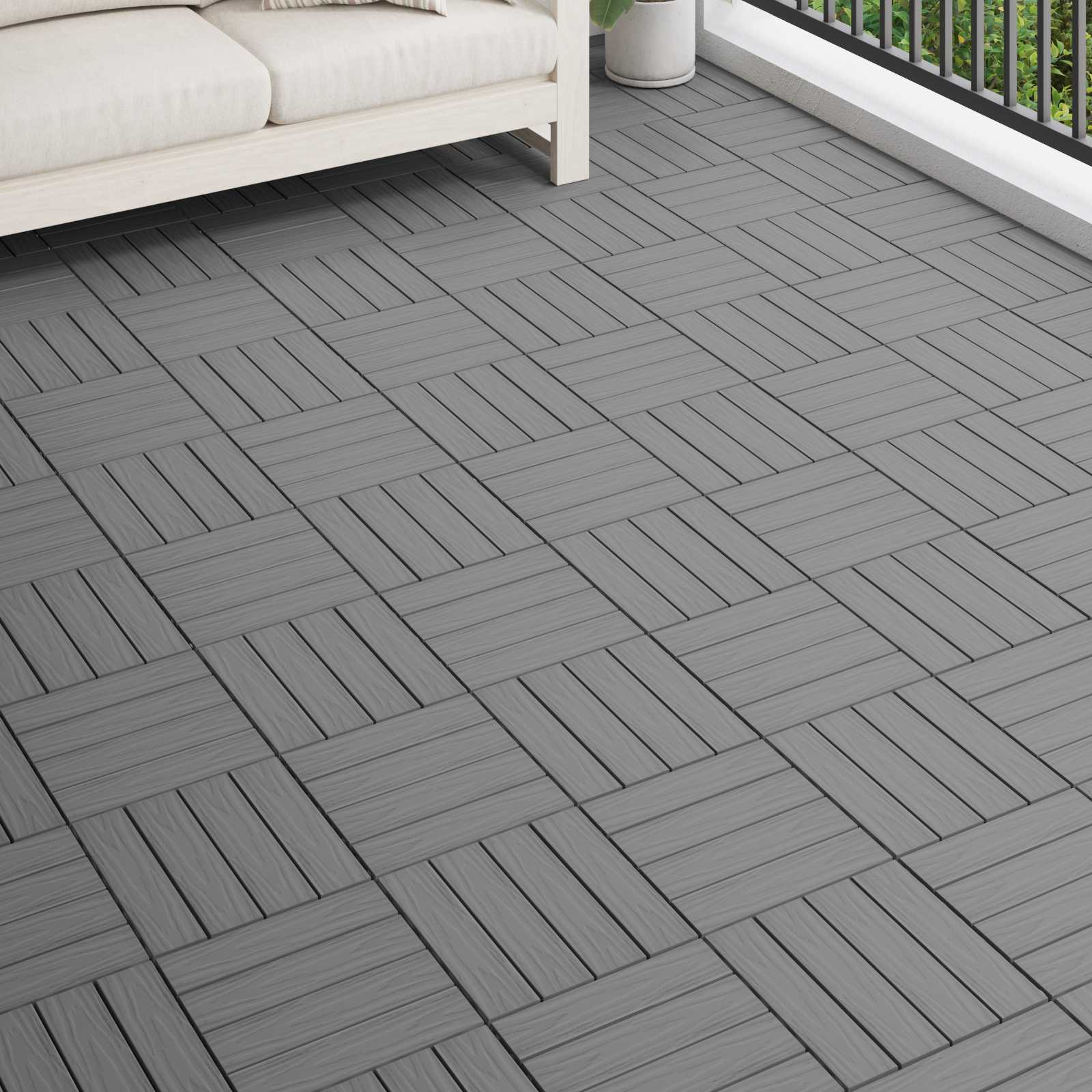 vidaXL Decking Tile 3D Design 11 pcs Grey 30 x 30 cm WPC 1
