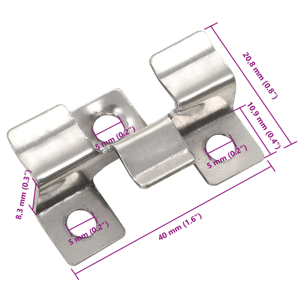 vidaXL 100 pcs Decking Clips with 200 Screws Stainless Steel 4