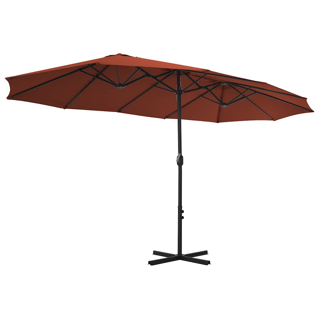 vidaXL Garden Parasol with Aluminium Pole 460x270 cm Terracotta 4