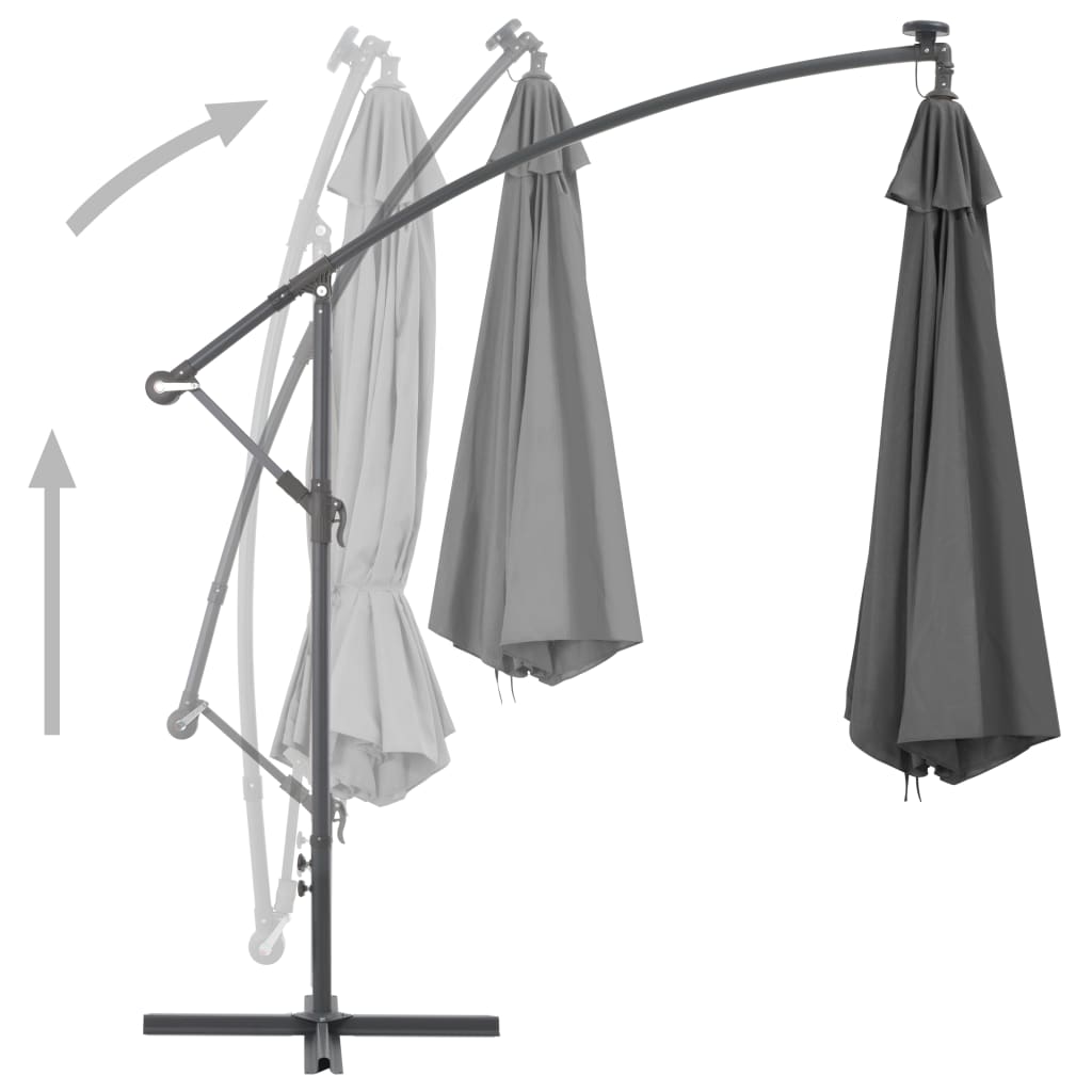 vidaXL Cantilever Garden Parasol with Steel Pole 300 cm Anthracite 5