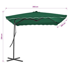 vidaXL Garden Parasol with Steel Pole 250x250 cm Green 6