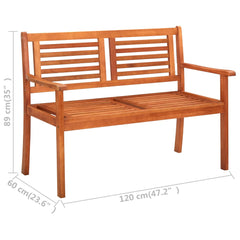 vidaXL 2-Seater Garden Bench 120 cm Solid Eucalyptus Wood 6