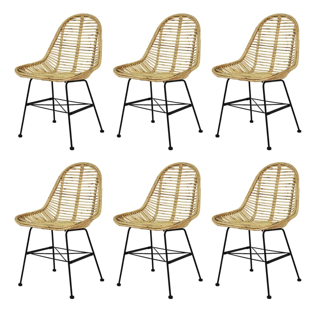 vidaXL Dining Chairs 6 pcs Natural Rattan 1