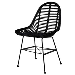 vidaXL Dining Chairs 6 pcs Black Natural Rattan 2