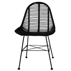 vidaXL Dining Chairs 6 pcs Black Natural Rattan 3