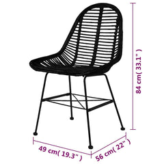 vidaXL Dining Chairs 6 pcs Black Natural Rattan 5