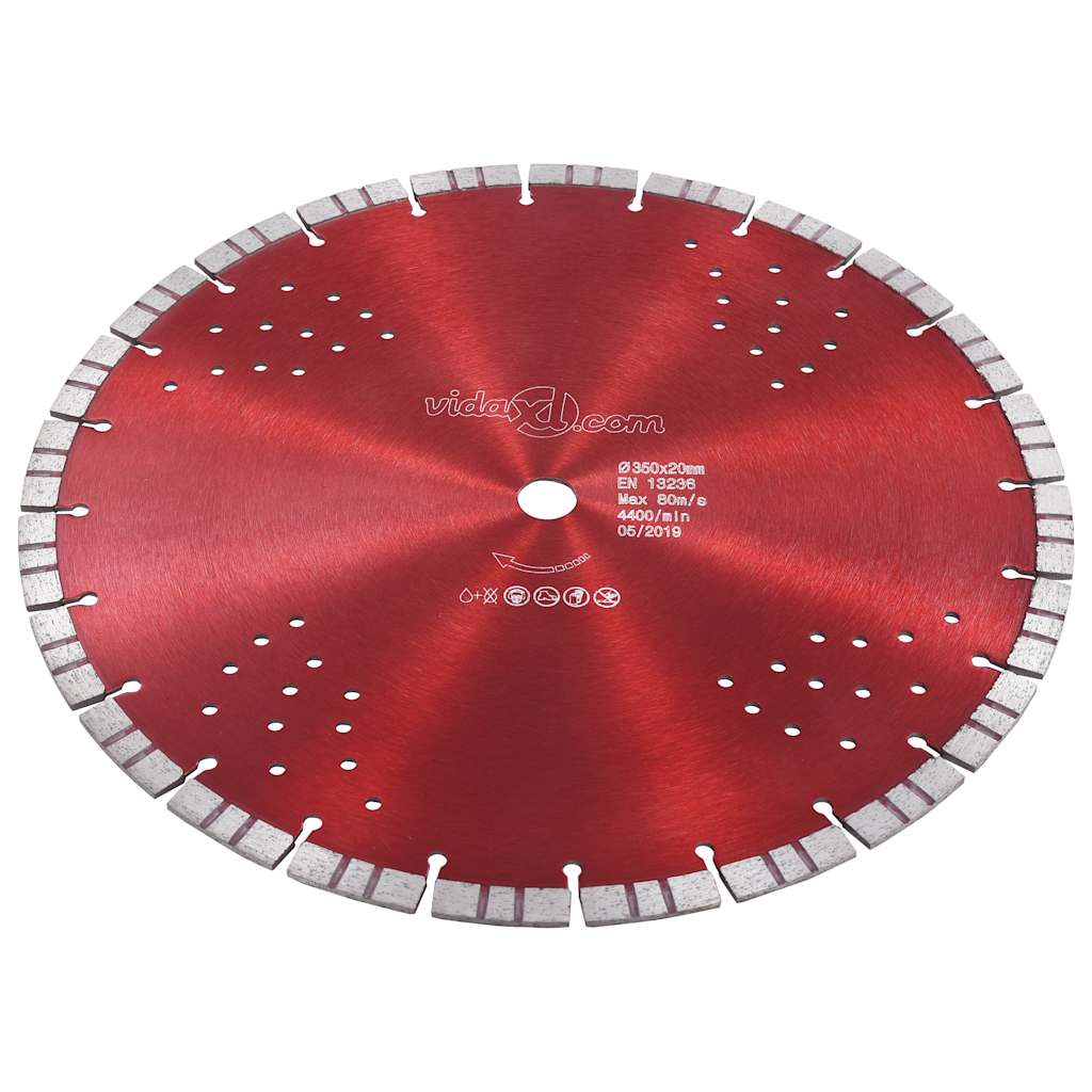 143234 vidaXL Diamond Cutting Disc with Turbo and Holes Steel 350 mm 2