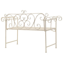 vidaXL Garden Bench 132 cm Metal Antique White 4
