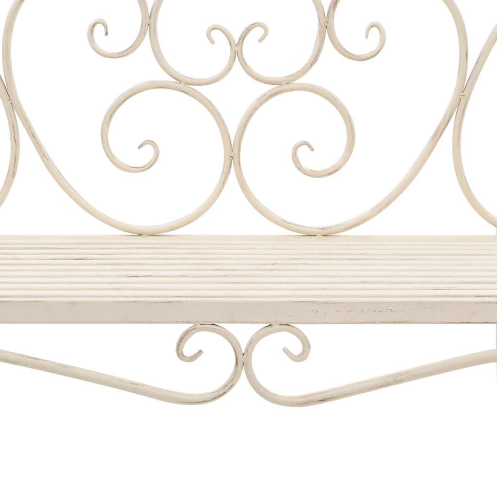 vidaXL Garden Bench 132 cm Metal Antique White 6
