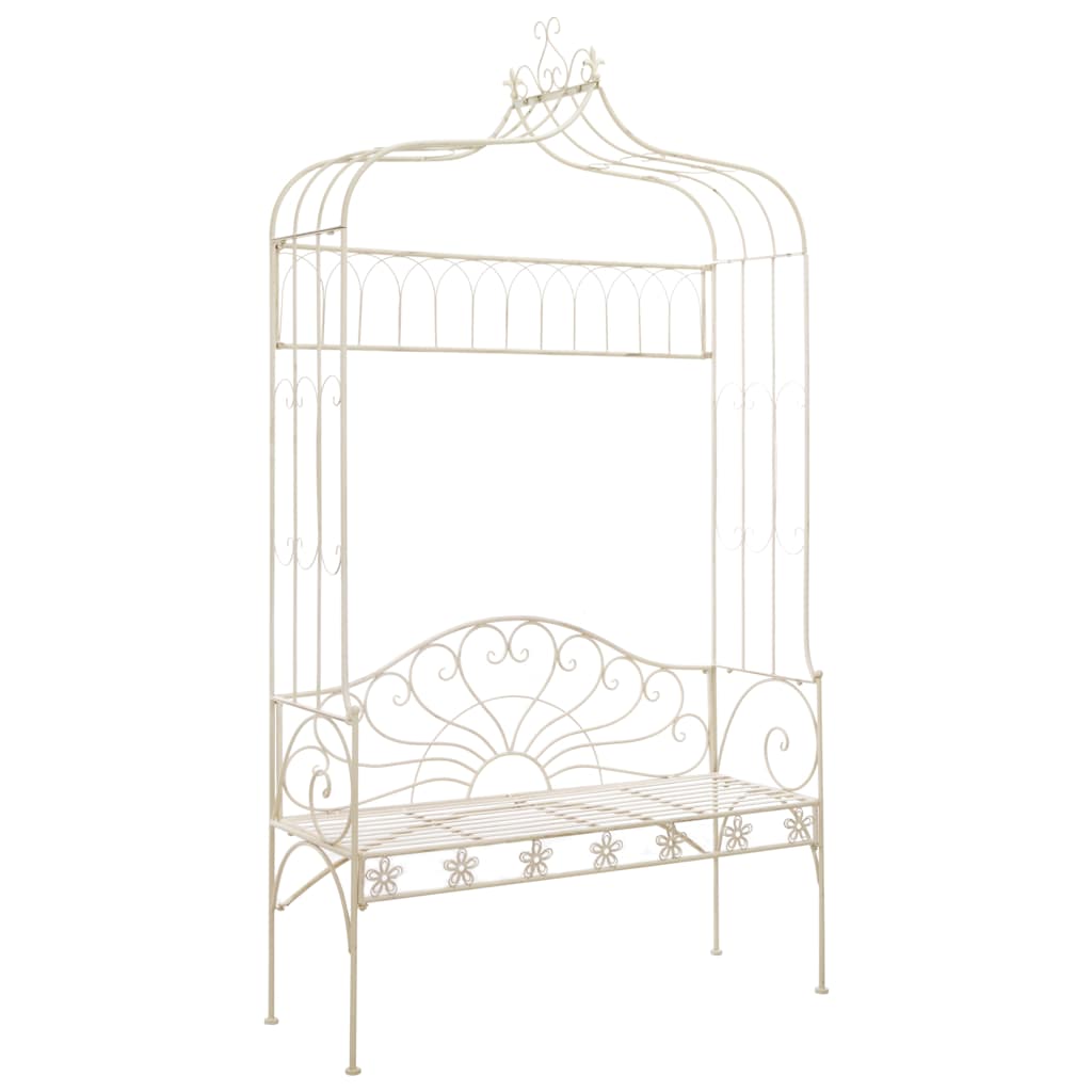 vidaXL Garden Bench 122 cm Iron Antique White 1