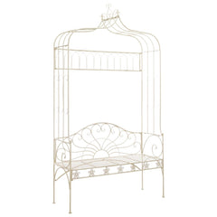 Garden Bench 122 cm Iron Antique in White