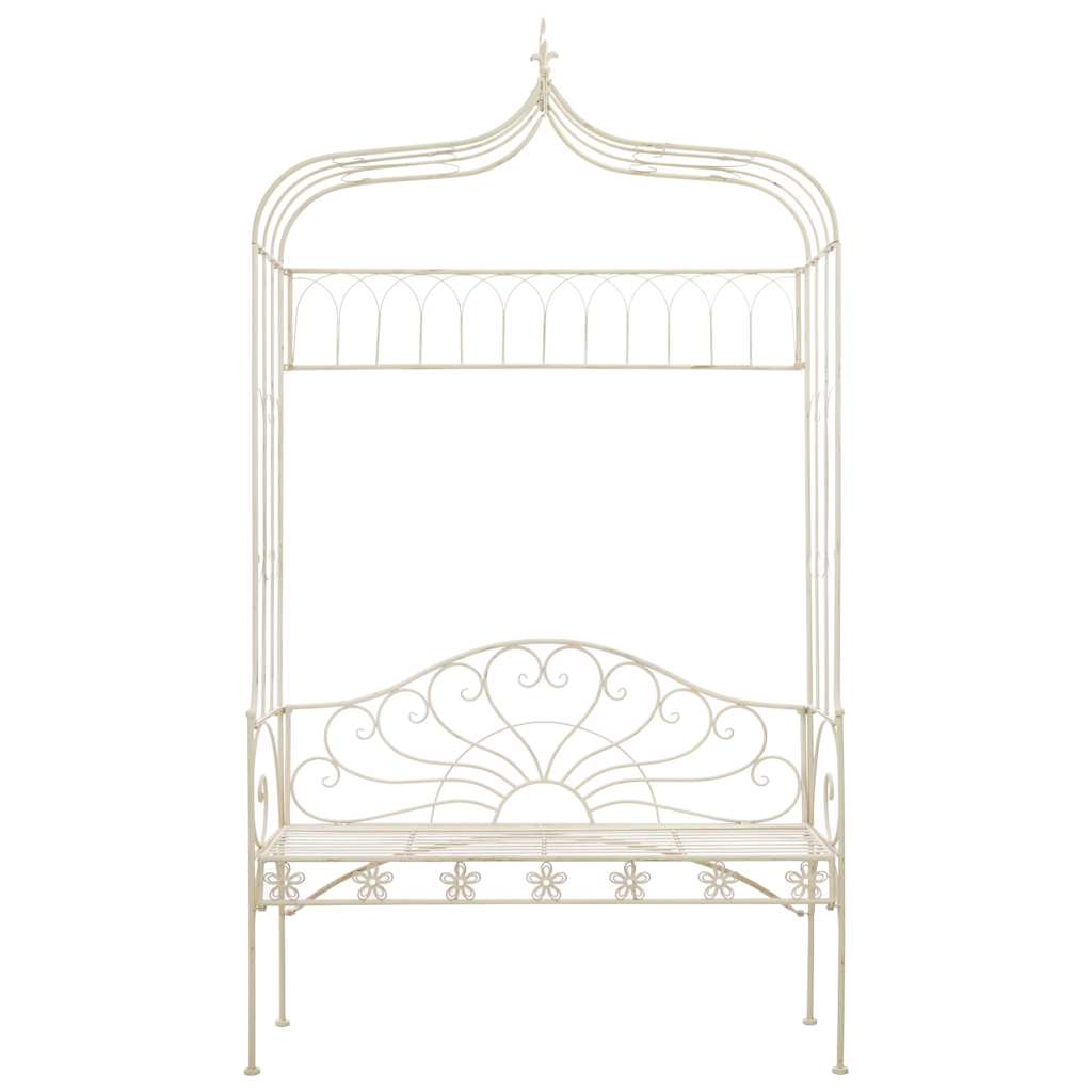 vidaXL Garden Bench 122 cm Iron Antique White 2