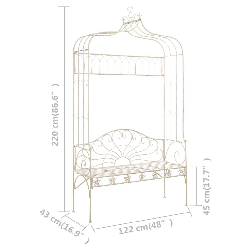 vidaXL Garden Bench 122 cm Iron Antique White 6