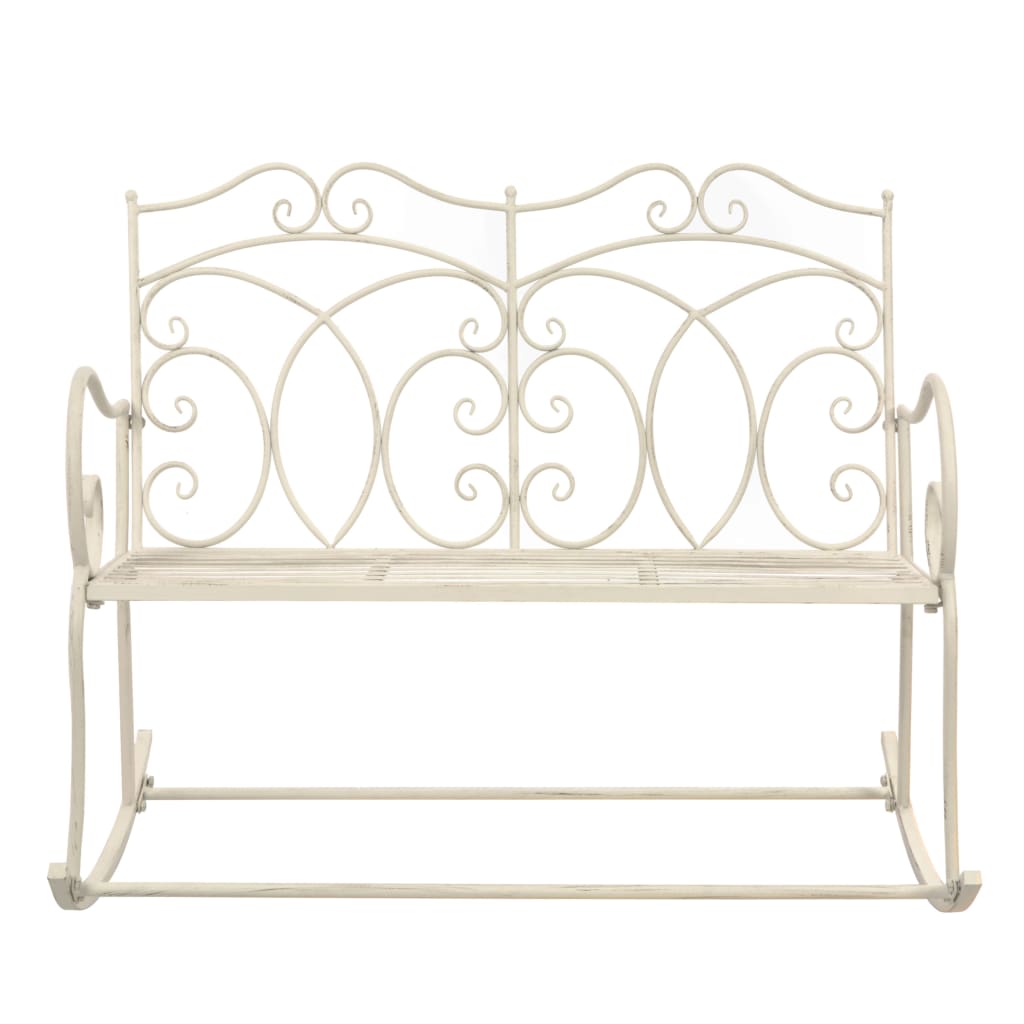 vidaXL Garden Bench 104 cm Iron Antique White 2