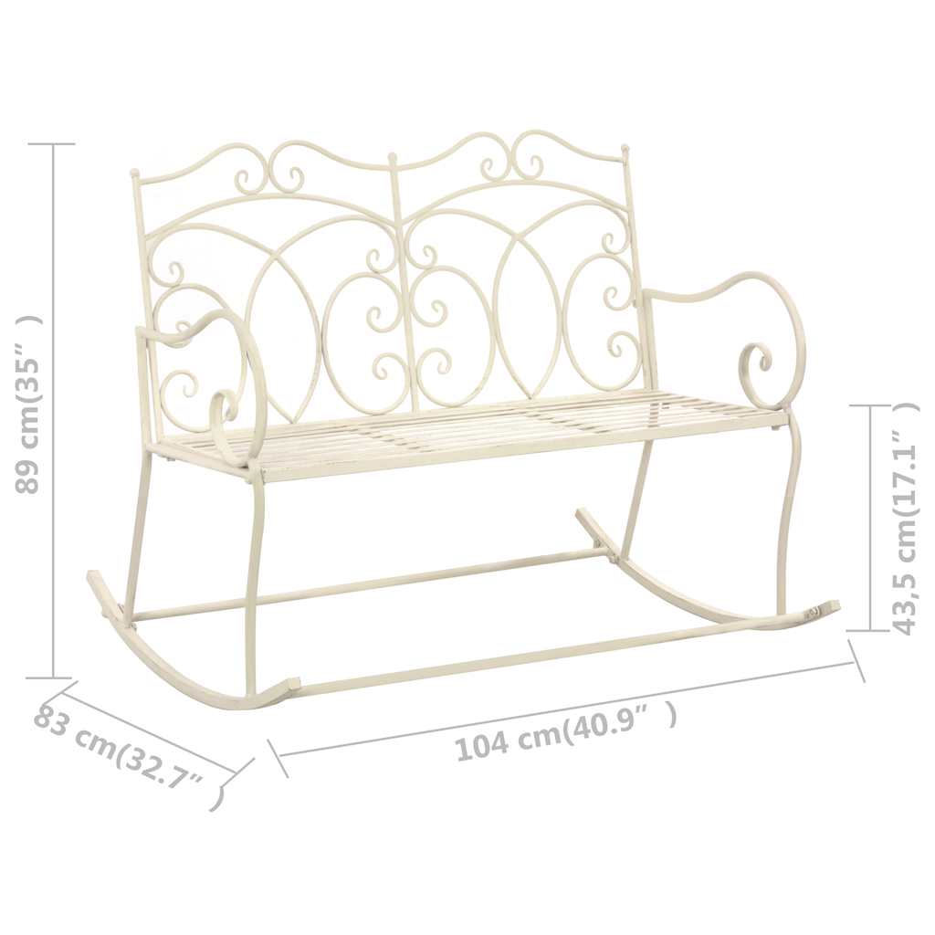vidaXL Garden Bench 104 cm Iron Antique White 6