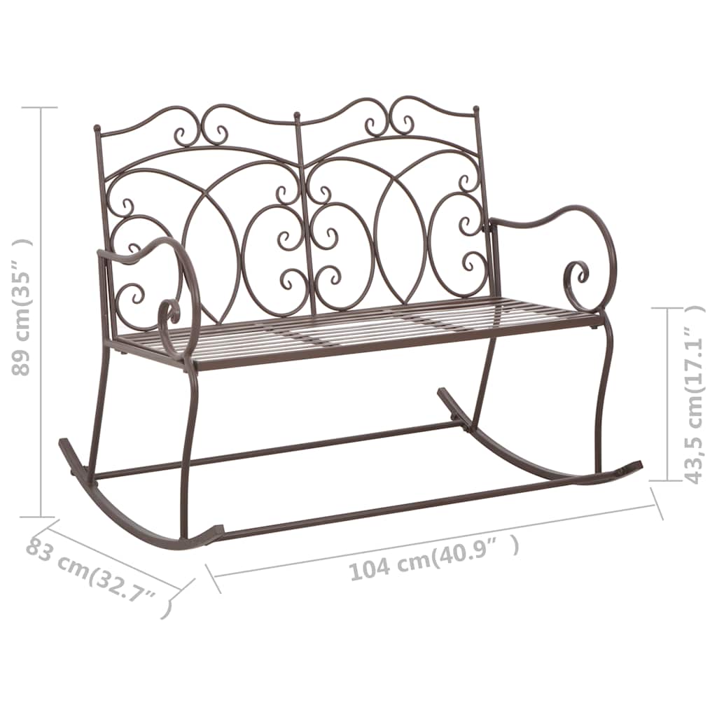 vidaXL Garden Bench 104 cm Iron Antique Brown 6