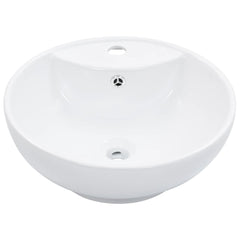 vidaXL Wash Basin with Overflow 46.5x18 cm Ceramic White 2