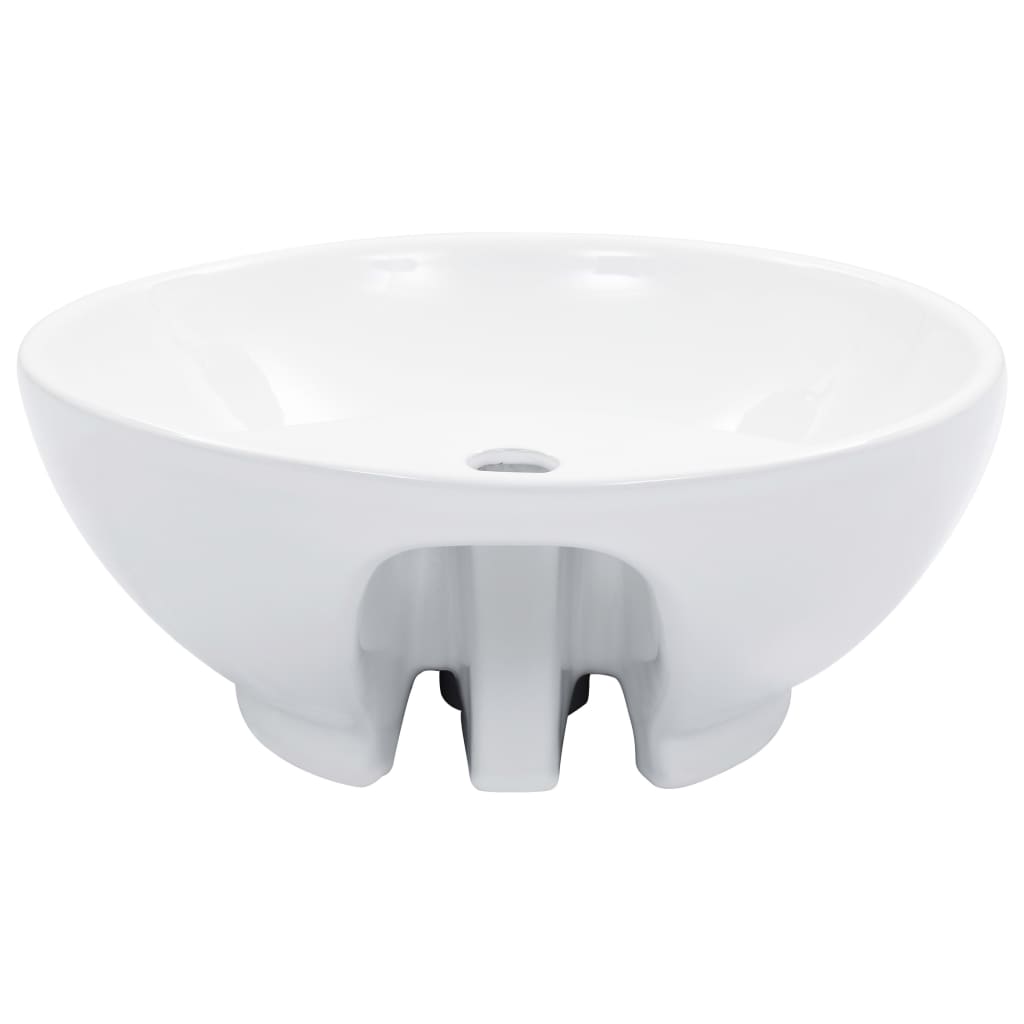 vidaXL Wash Basin with Overflow 46.5x18 cm Ceramic White 3