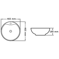 vidaXL Wash Basin with Overflow 46.5x18 cm Ceramic White 6