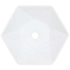 vidaXL Wash Basin 41x36.5x12 cm Ceramic White 3