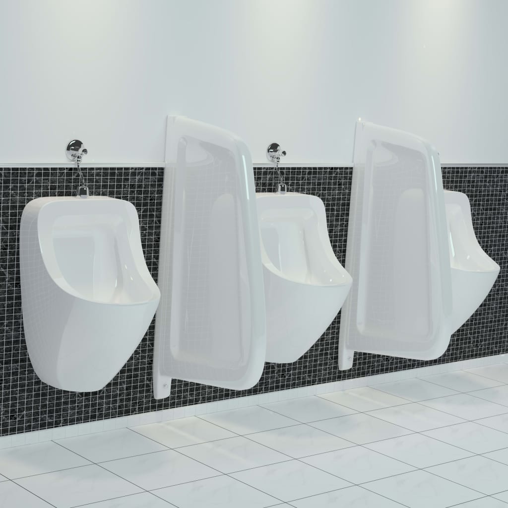 143852 vidaXL Wall-mounted Urinal Privacy Screen Ceramic White 1