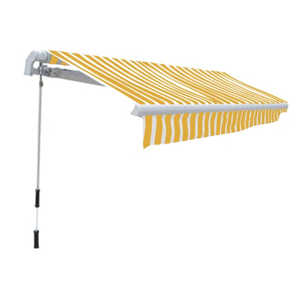 Folding Awning Manual Operated 300 cm Yellow and white
