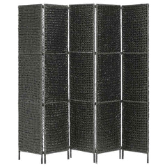 vidaXL 5-Panel Room Divider Black 193x160 cm Water Hyacinth 3